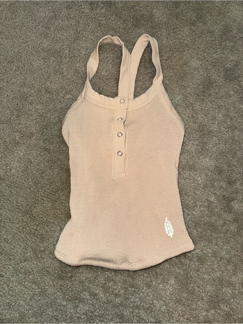 FP Movement by Free People Ribbed Henley Halter Tank in Light Taupe
